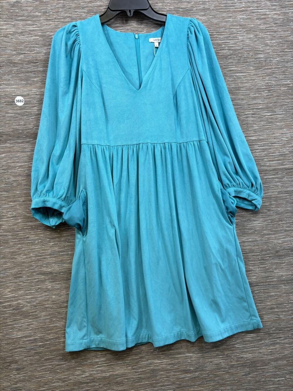 Tyler Böe Dress Womens Small Blue V Neck Swing Trapeze 3/4 Sleeve Pockets